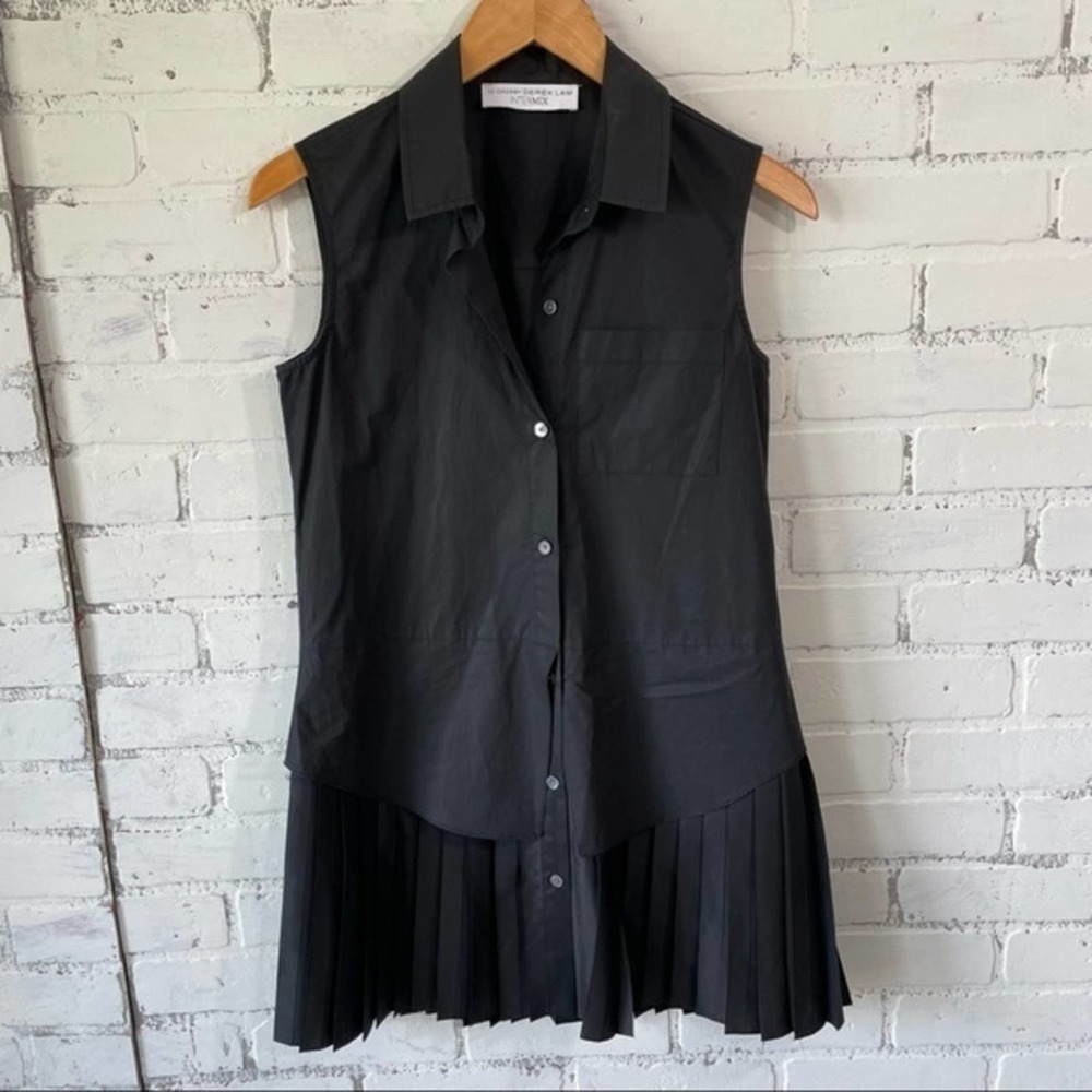 Crosby Derek Lam Intermix Sz 10 Black Dress Tunic Pleated Lagenlook